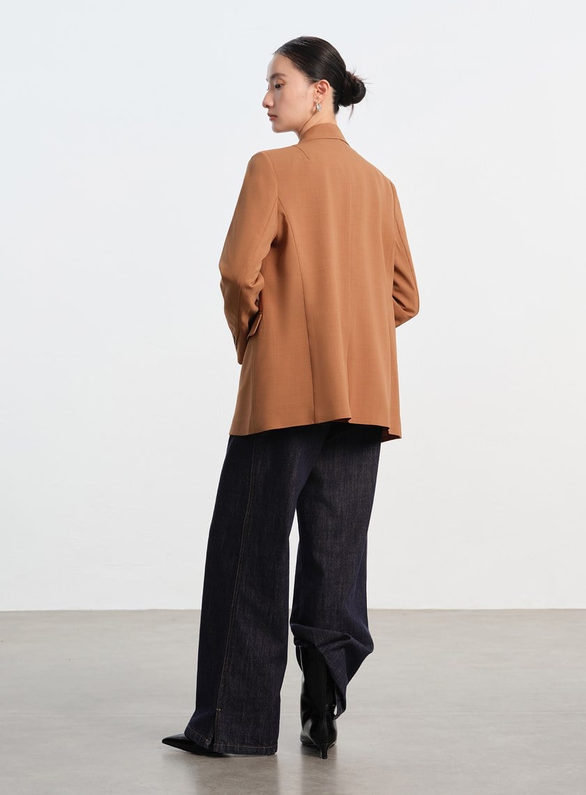 經典麂皮拼接西裝外套