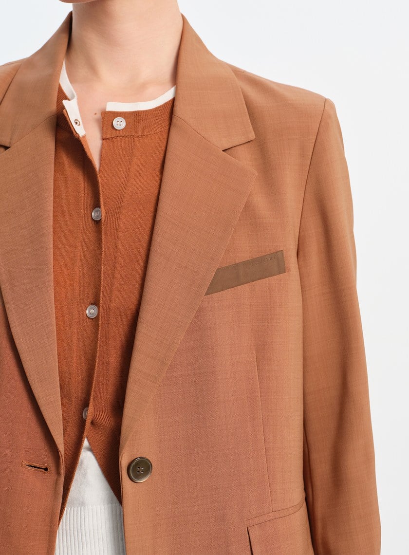 經典麂皮拼接西裝外套