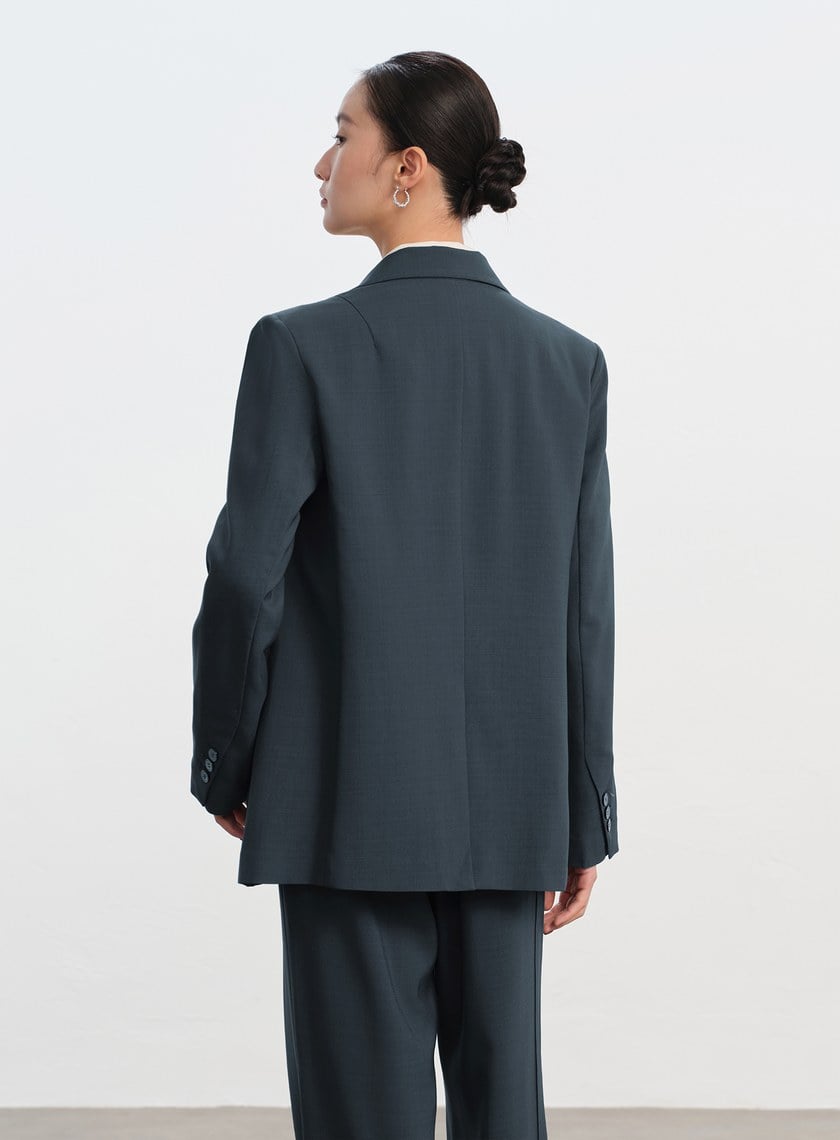 經典麂皮拼接西裝外套