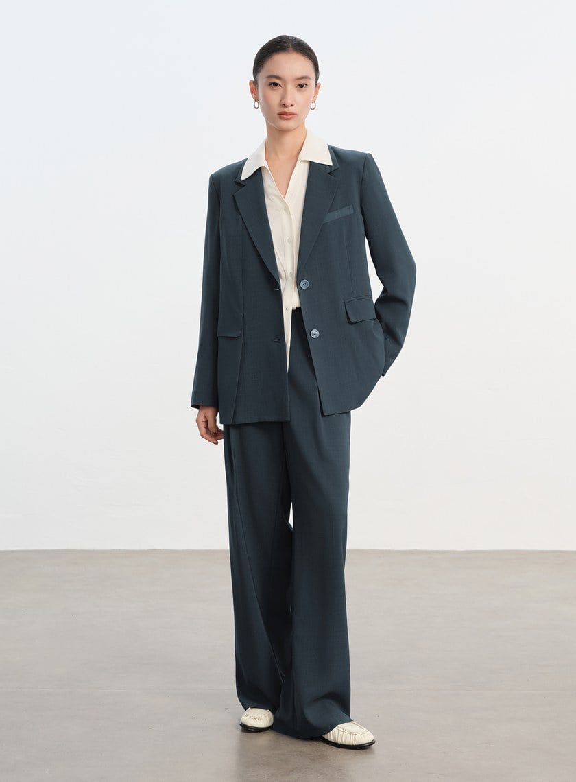 經典麂皮拼接西裝外套