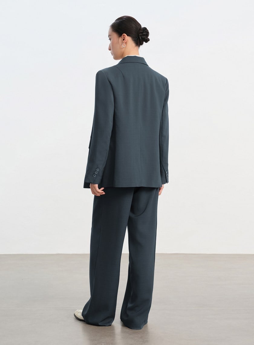 經典麂皮拼接西裝外套