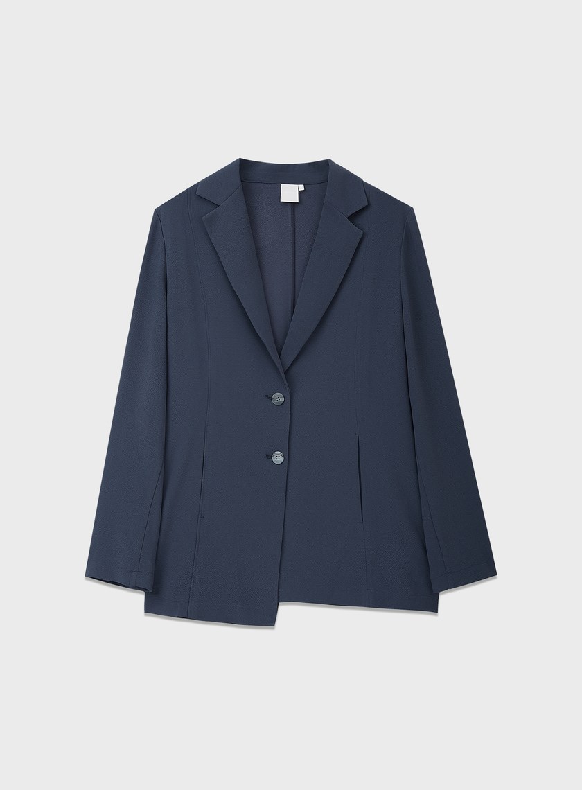 垂感醋酸不對稱西裝外套