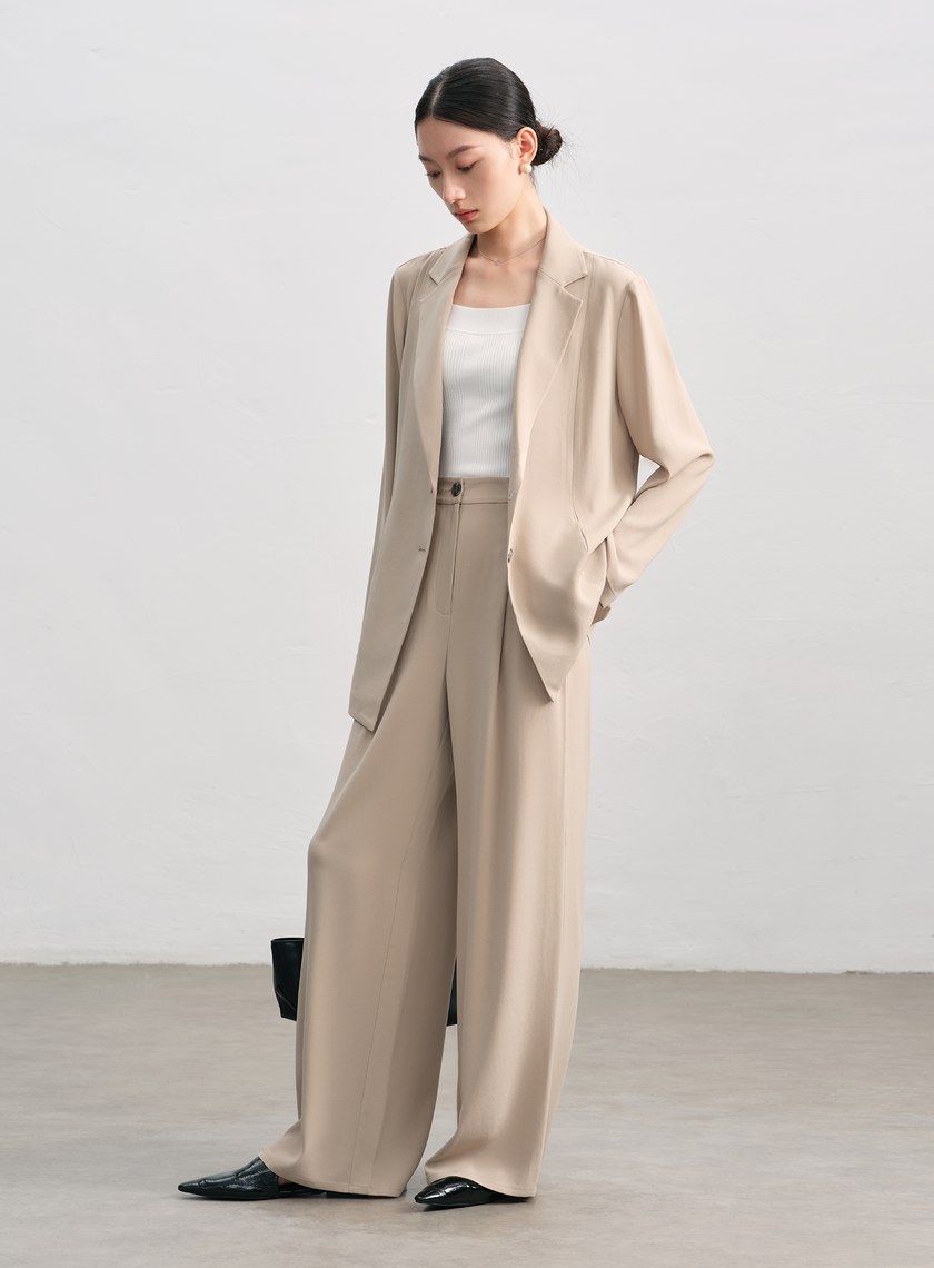 垂感醋酸不對稱西裝外套