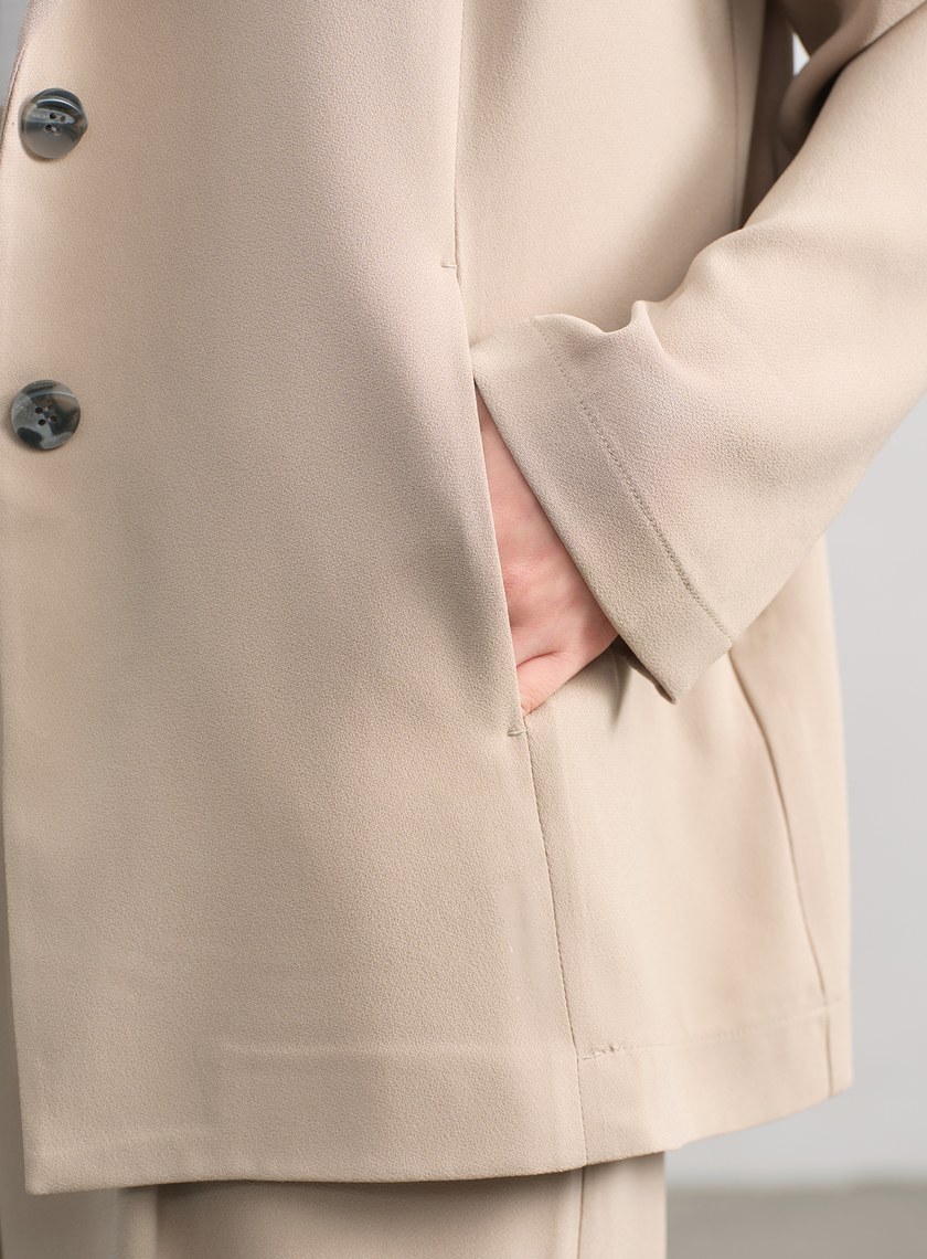 垂感醋酸不對稱西裝外套