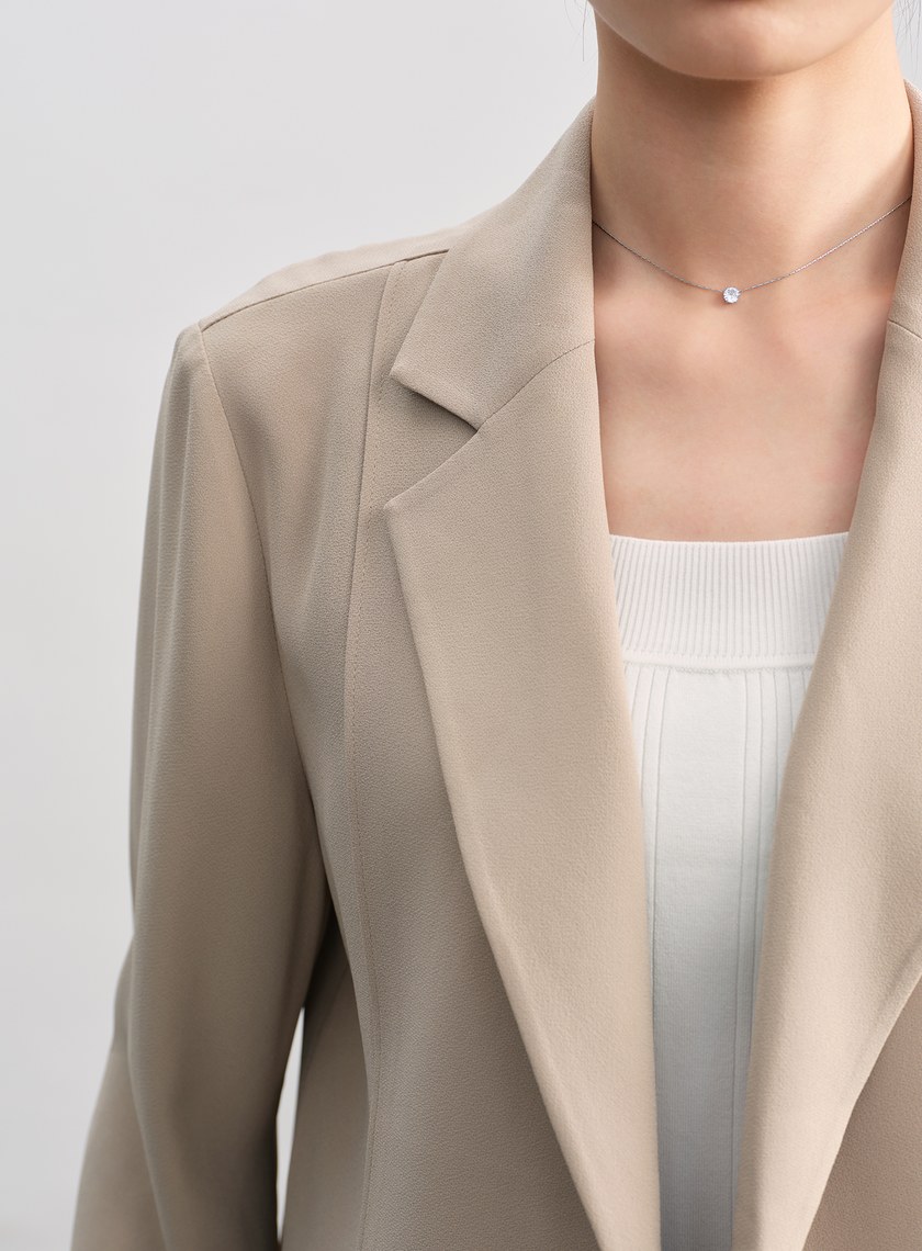 垂感醋酸不對稱西裝外套