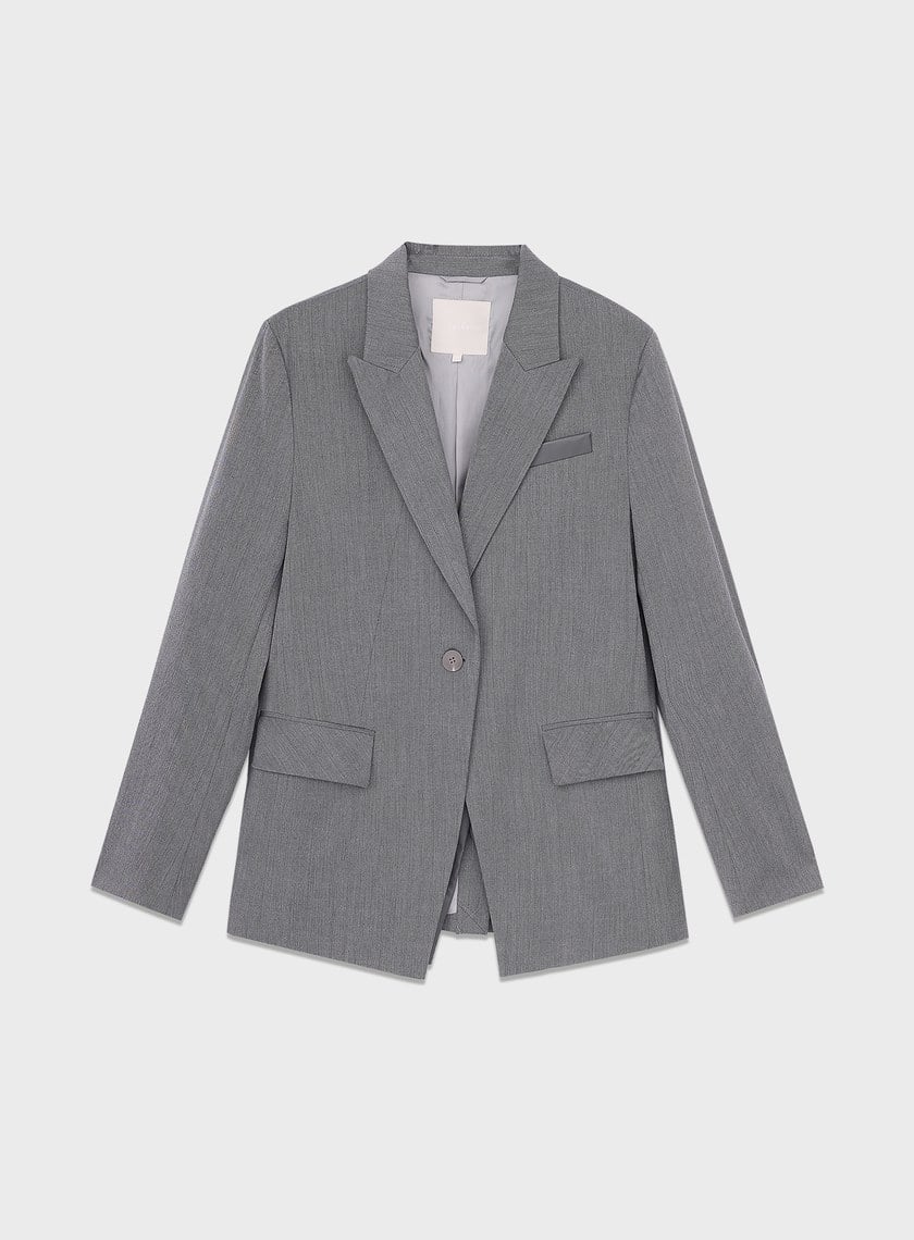 俐落假兩件拼接西裝外套