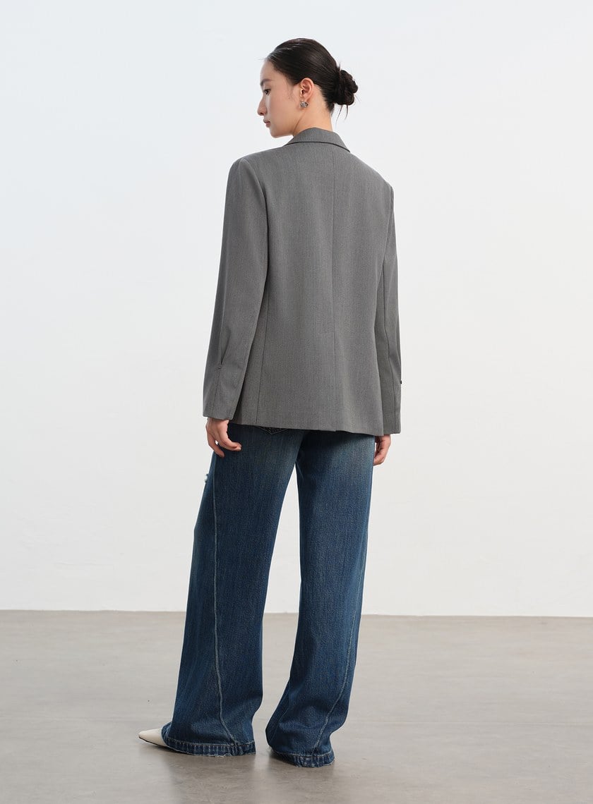 俐落假兩件拼接西裝外套