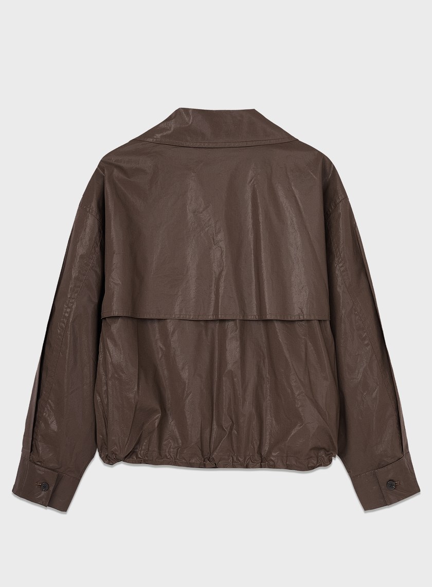 亮面燙膜雙門襟短版風衣