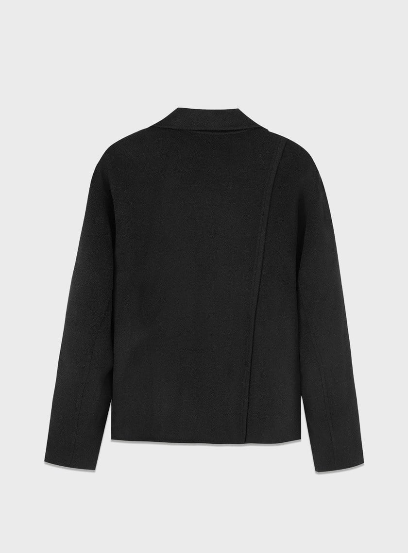 不對稱羊毛短大衣