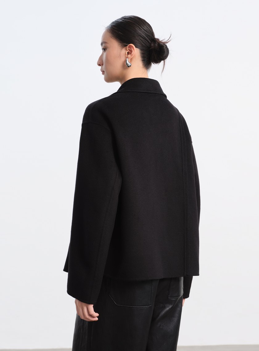 不對稱羊毛短大衣