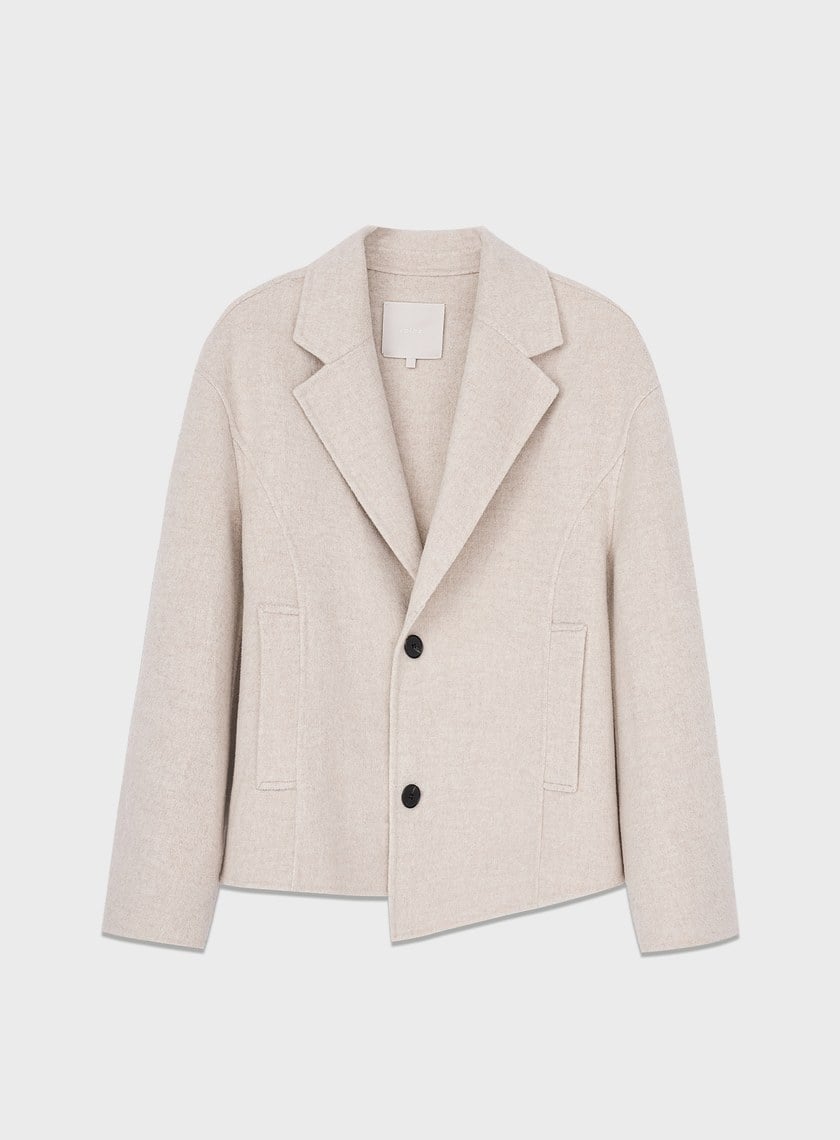 不對稱羊毛短大衣