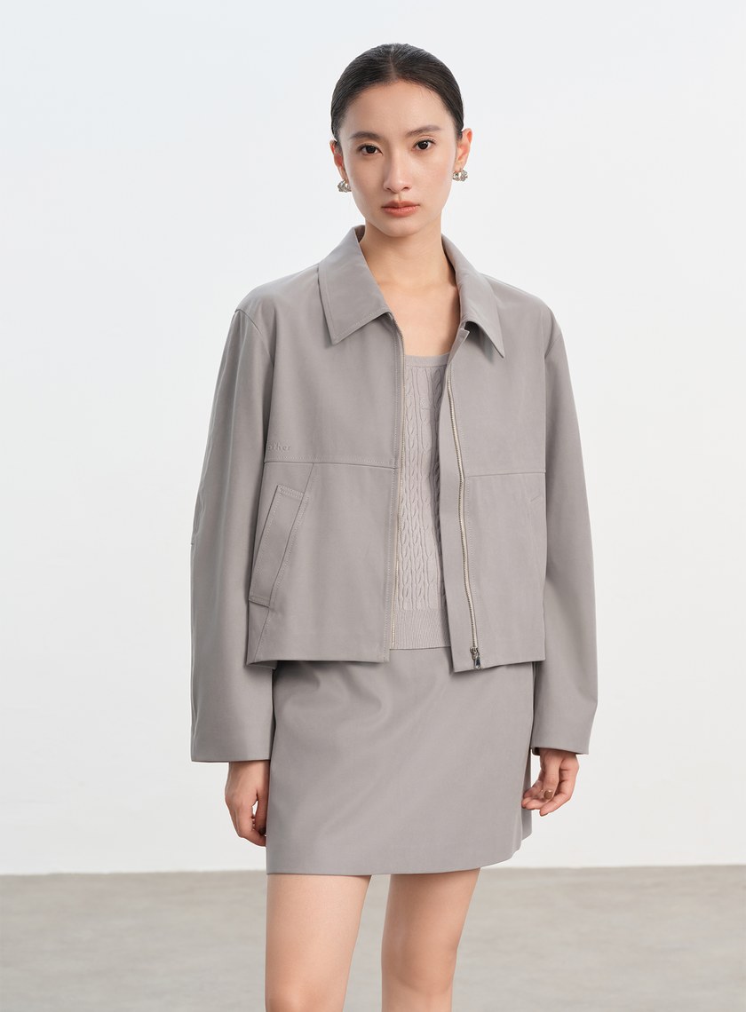 仿麂皮短版外套