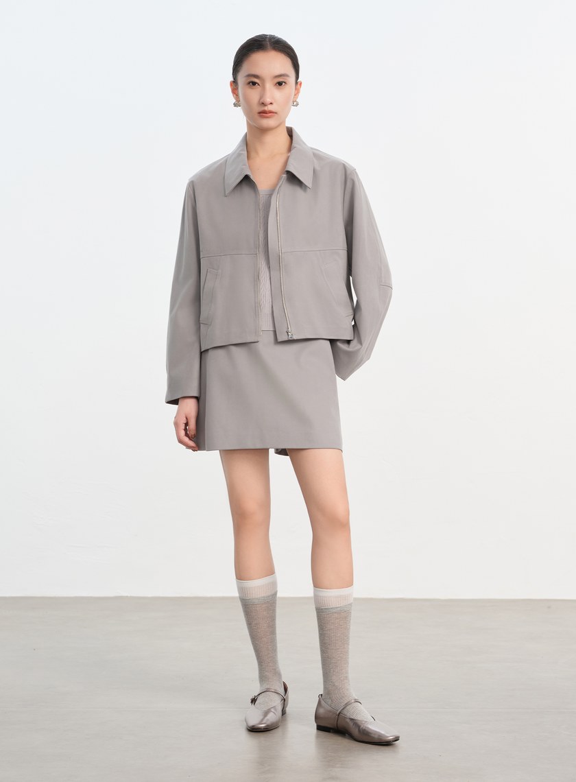 仿麂皮短版外套