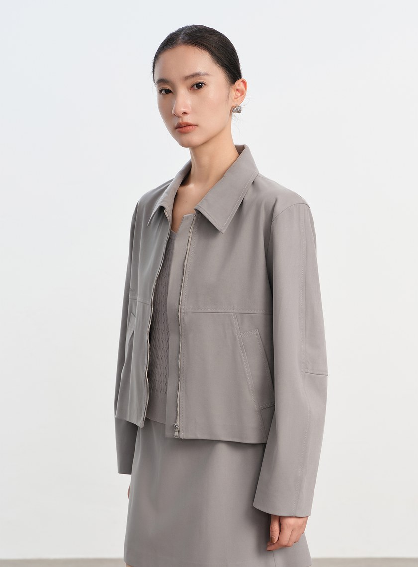 仿麂皮短版外套