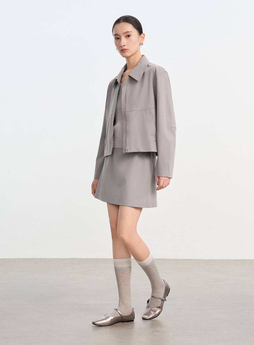 仿麂皮短版外套