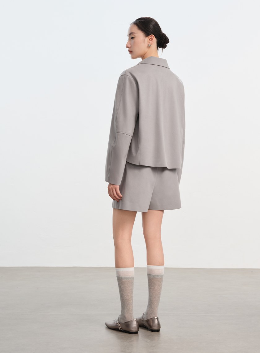 仿麂皮短版外套