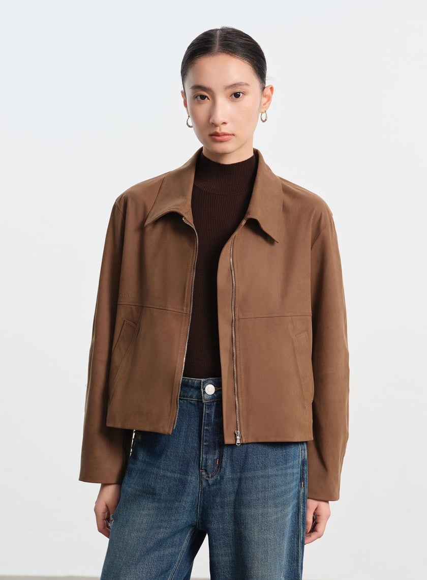 仿麂皮短版外套