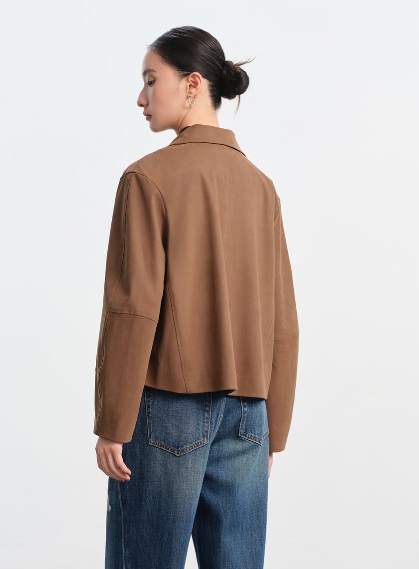 仿麂皮短版外套