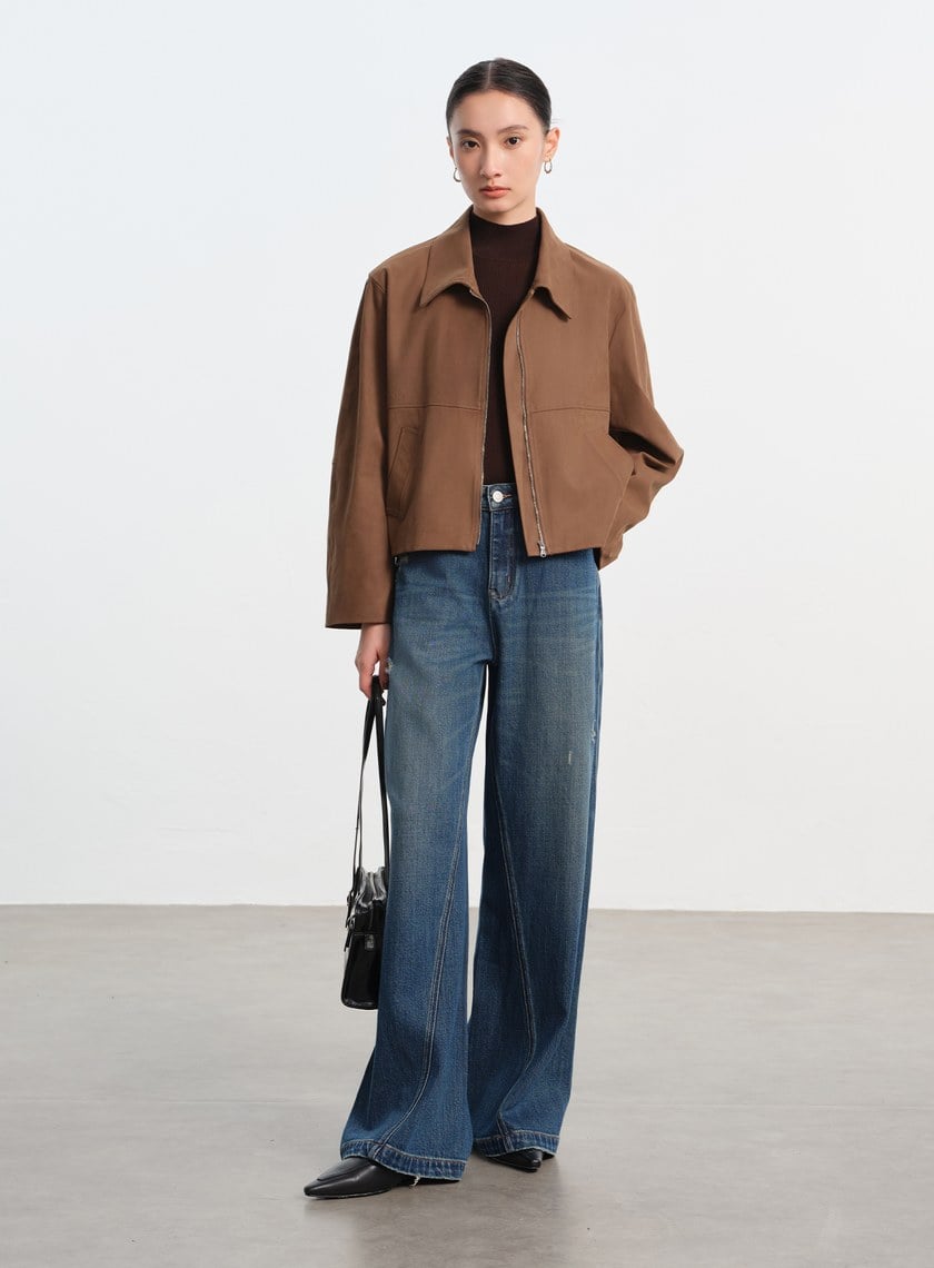 仿麂皮短版外套