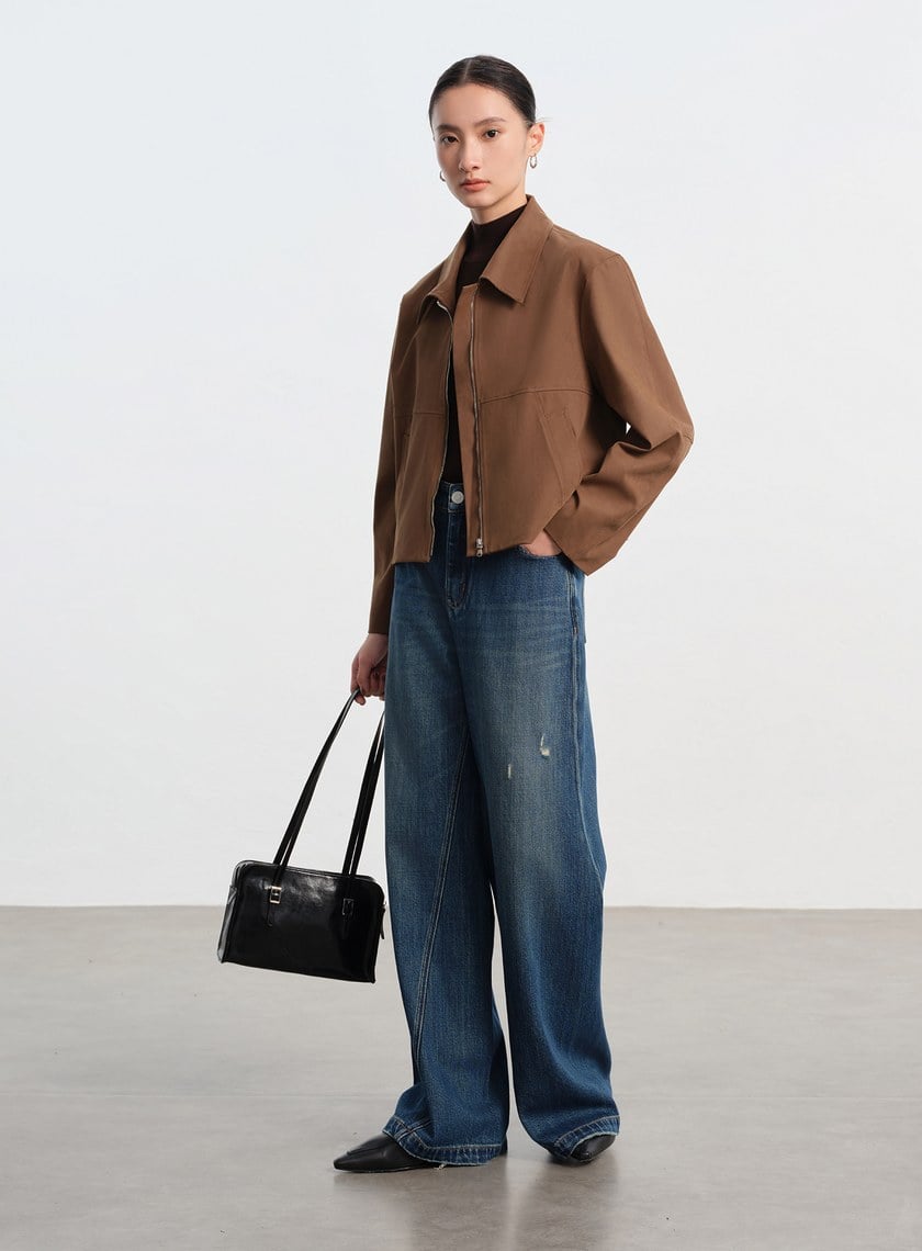 仿麂皮短版外套