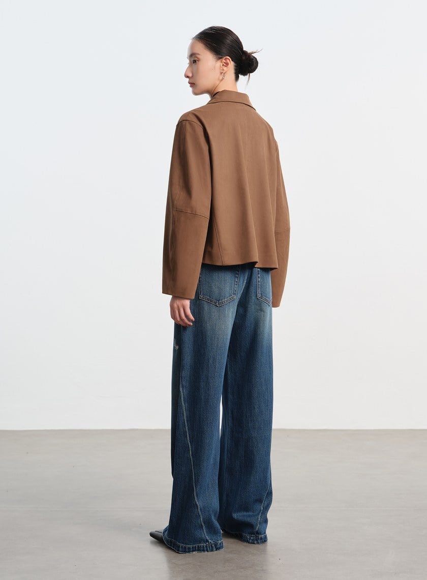 仿麂皮短版外套