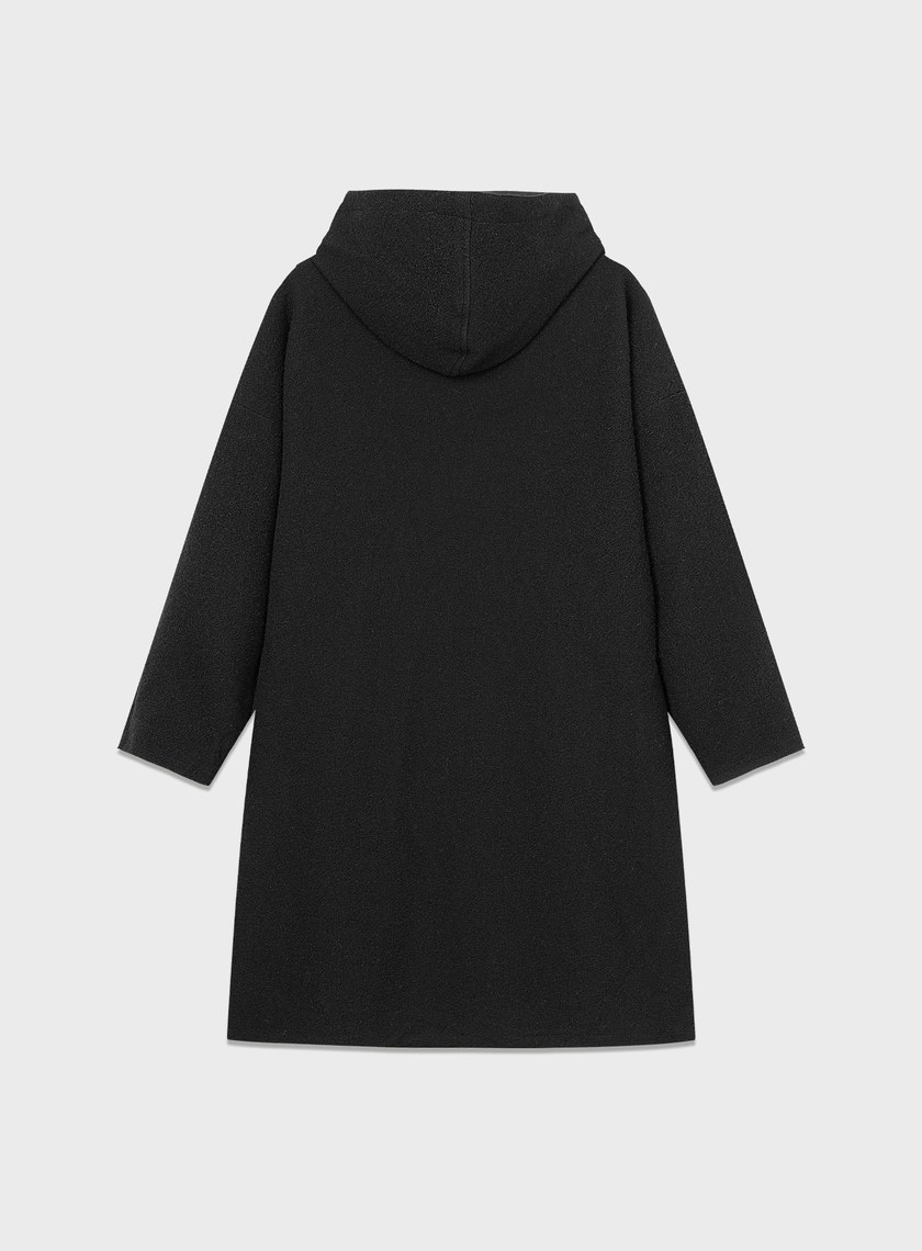 雙面穿休閒連帽羊毛大衣外套