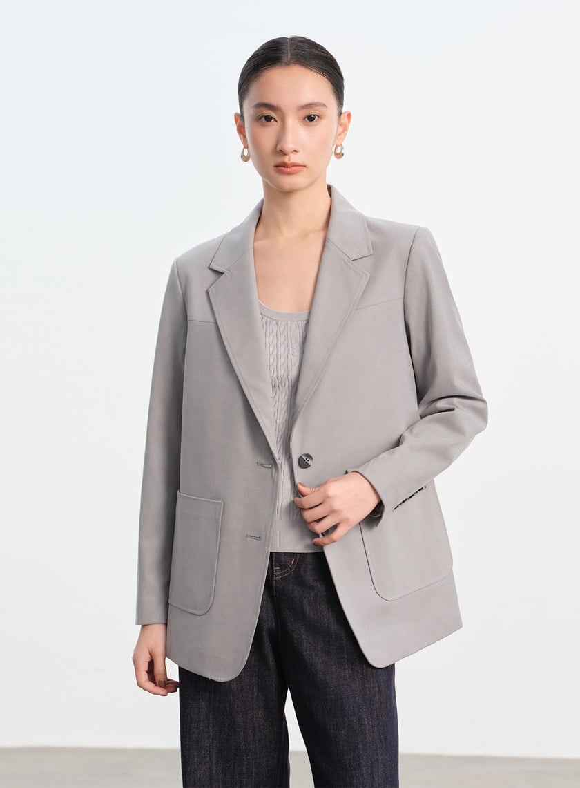 仿麂皮寬版西裝外套