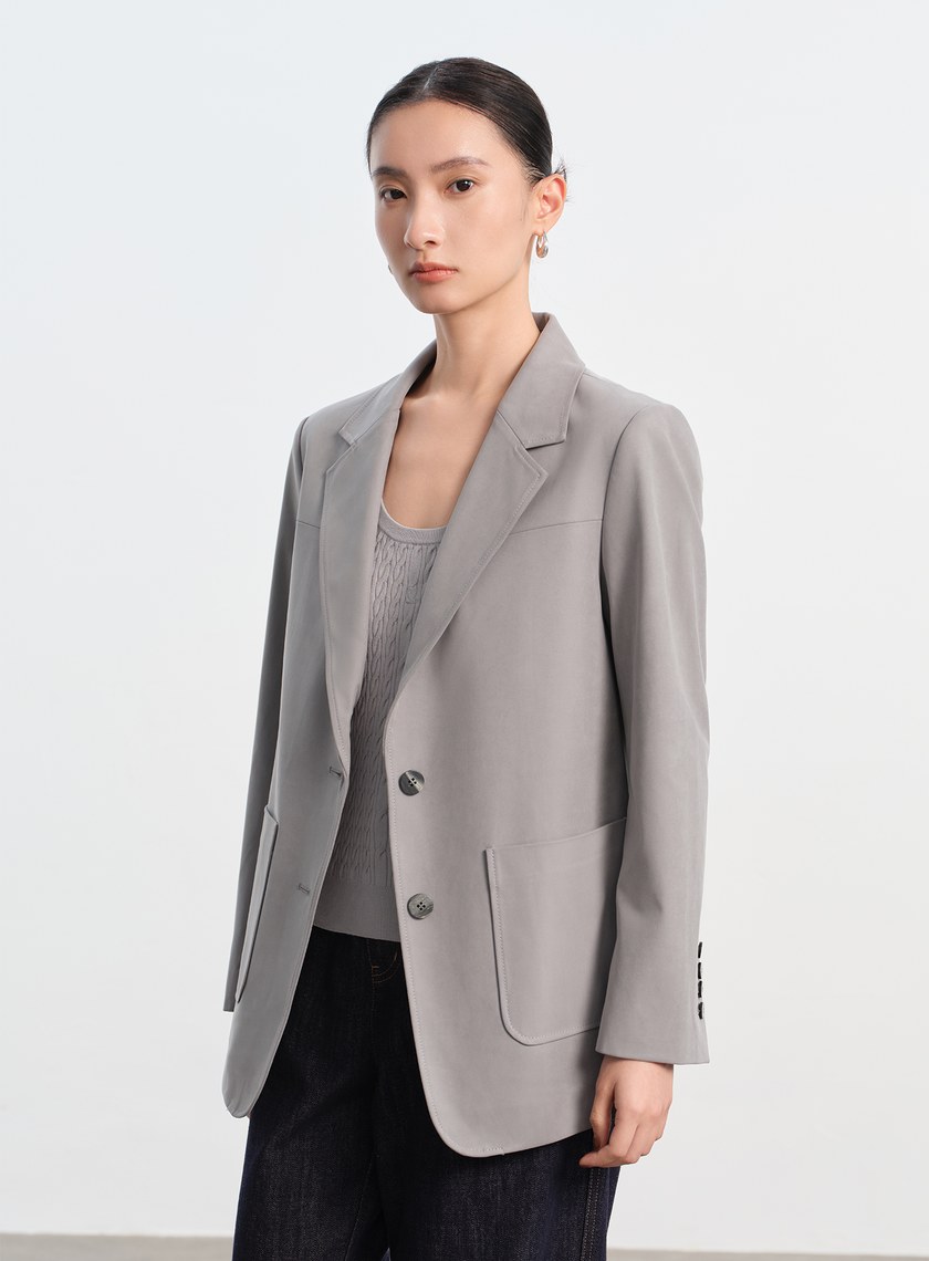 仿麂皮寬版西裝外套