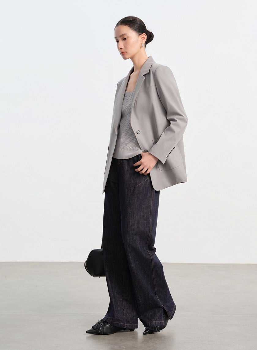 仿麂皮寬版西裝外套