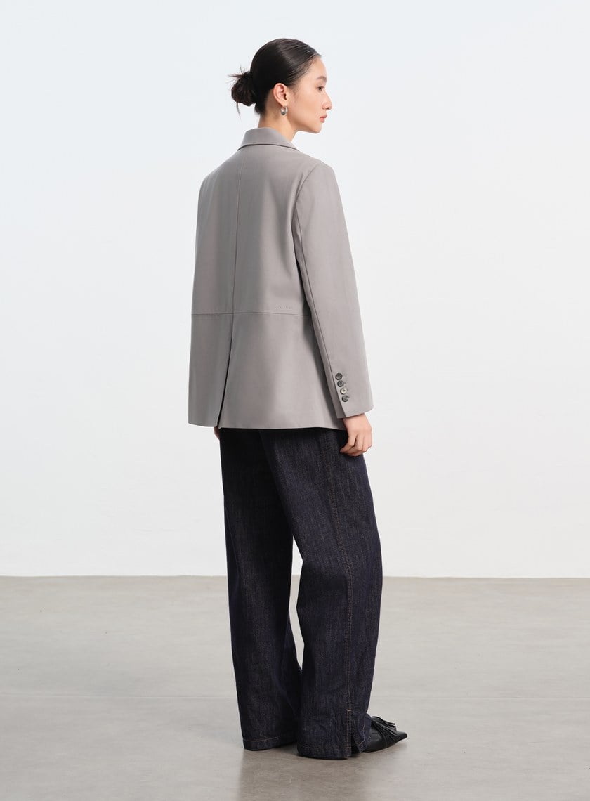 仿麂皮寬版西裝外套