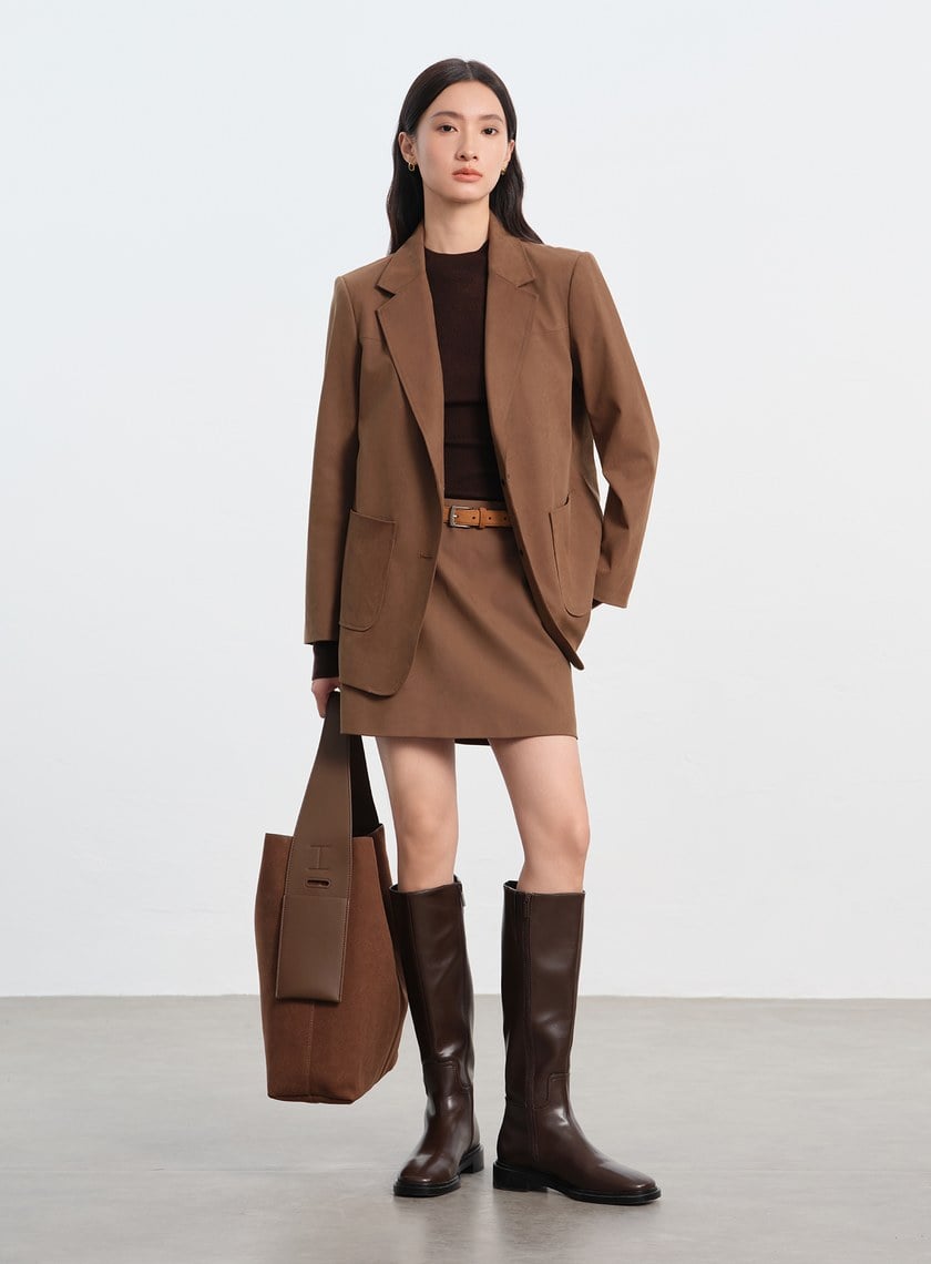 仿麂皮寬版西裝外套