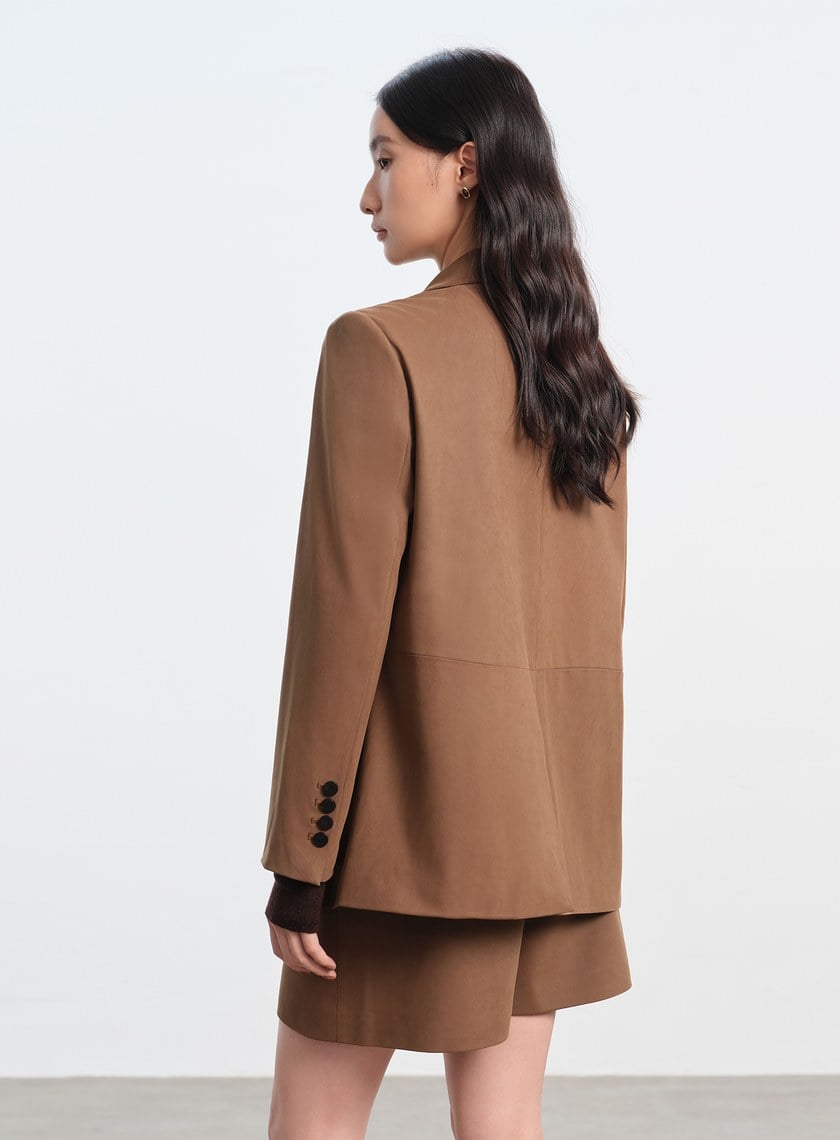 仿麂皮寬版西裝外套