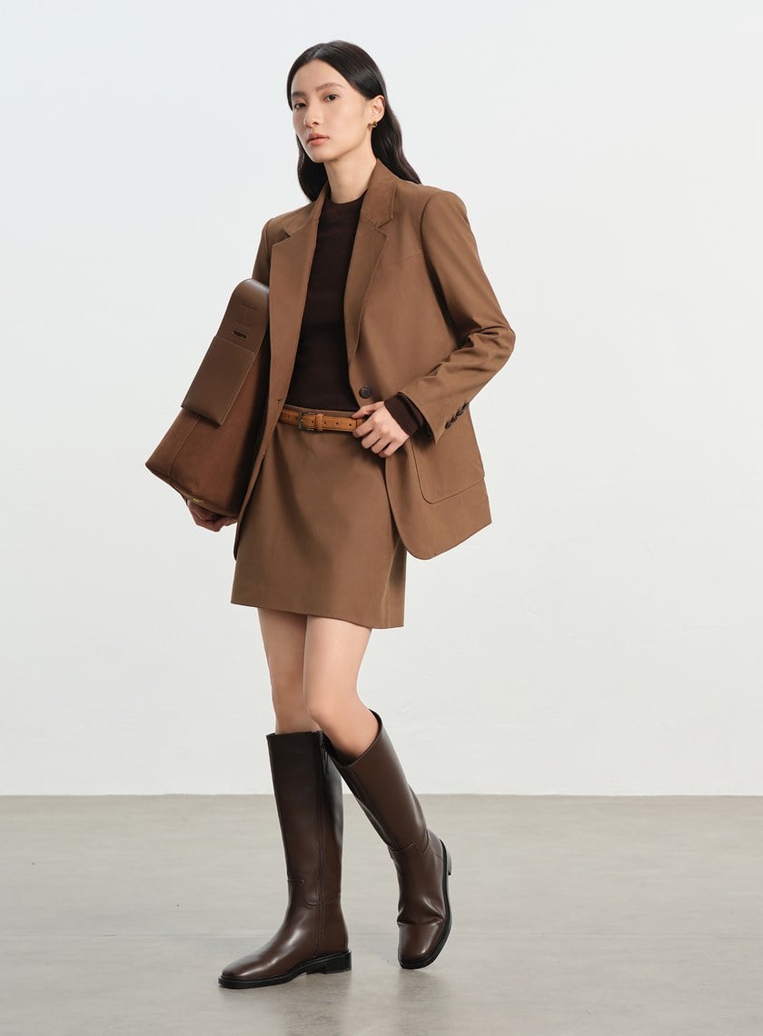 仿麂皮寬版西裝外套