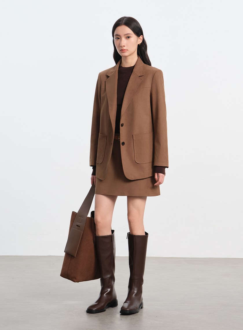 仿麂皮寬版西裝外套