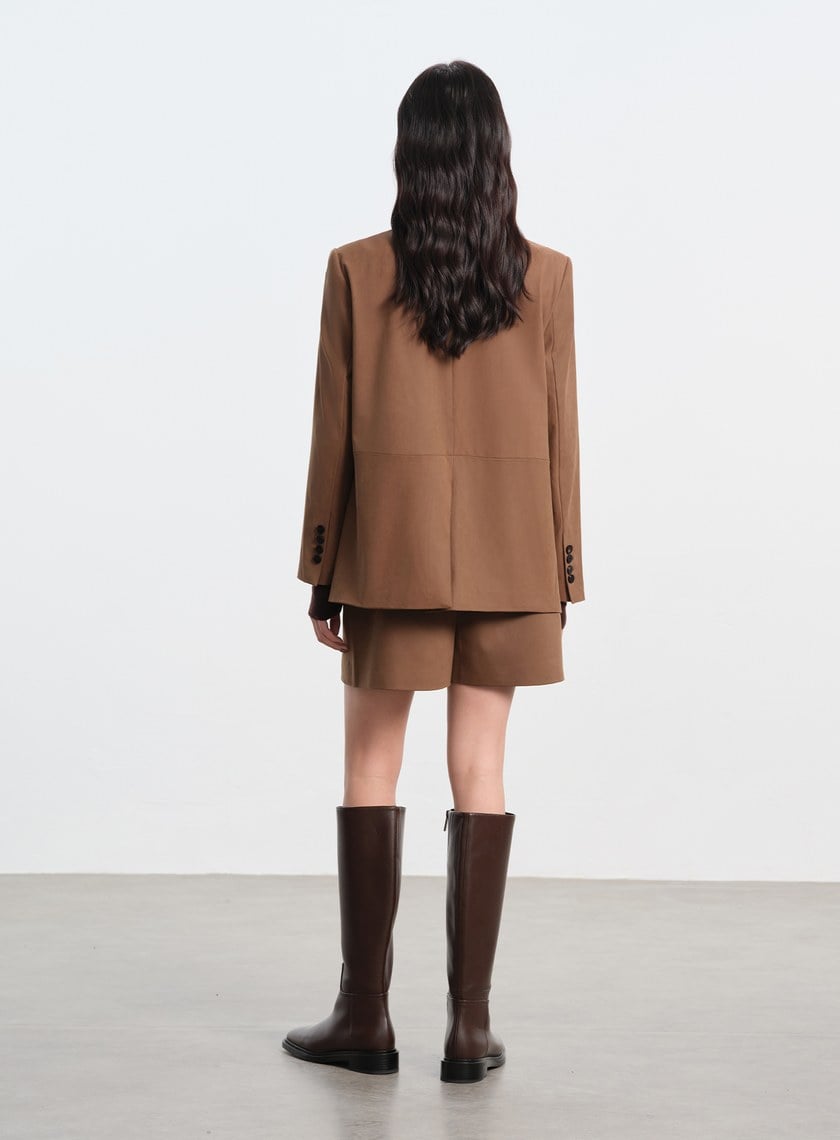 仿麂皮寬版西裝外套