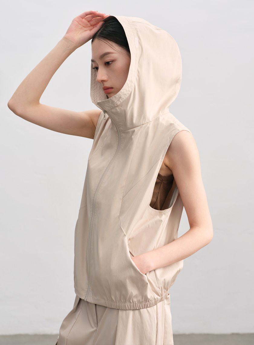 休閒感雙色連帽背心