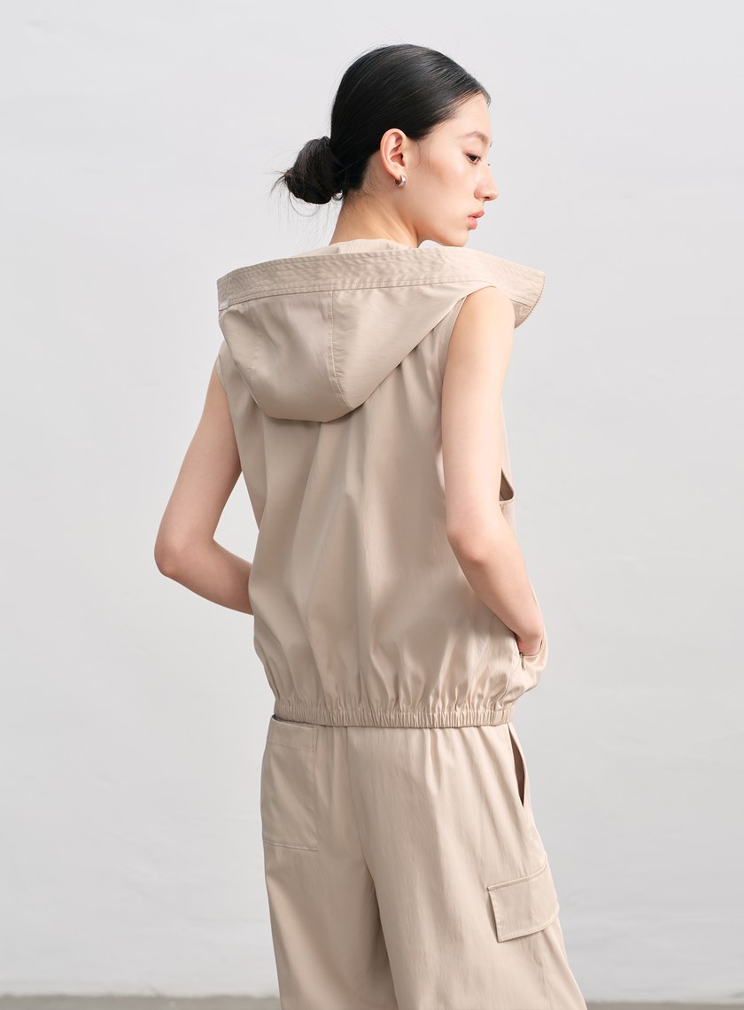 休閒感雙色連帽背心