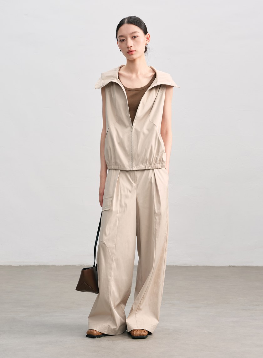 休閒感雙色連帽背心