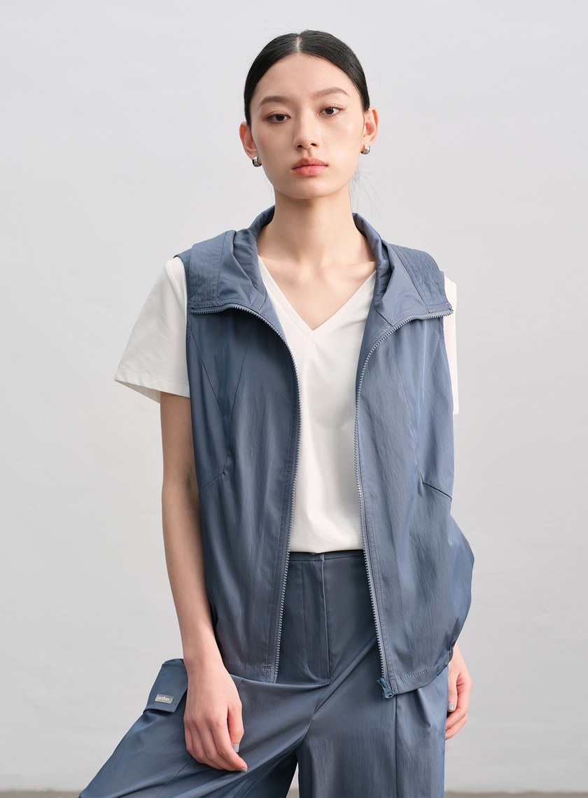 休閒感雙色連帽背心