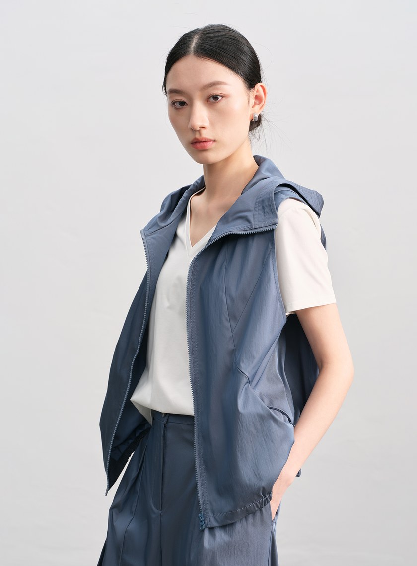 休閒感雙色連帽背心