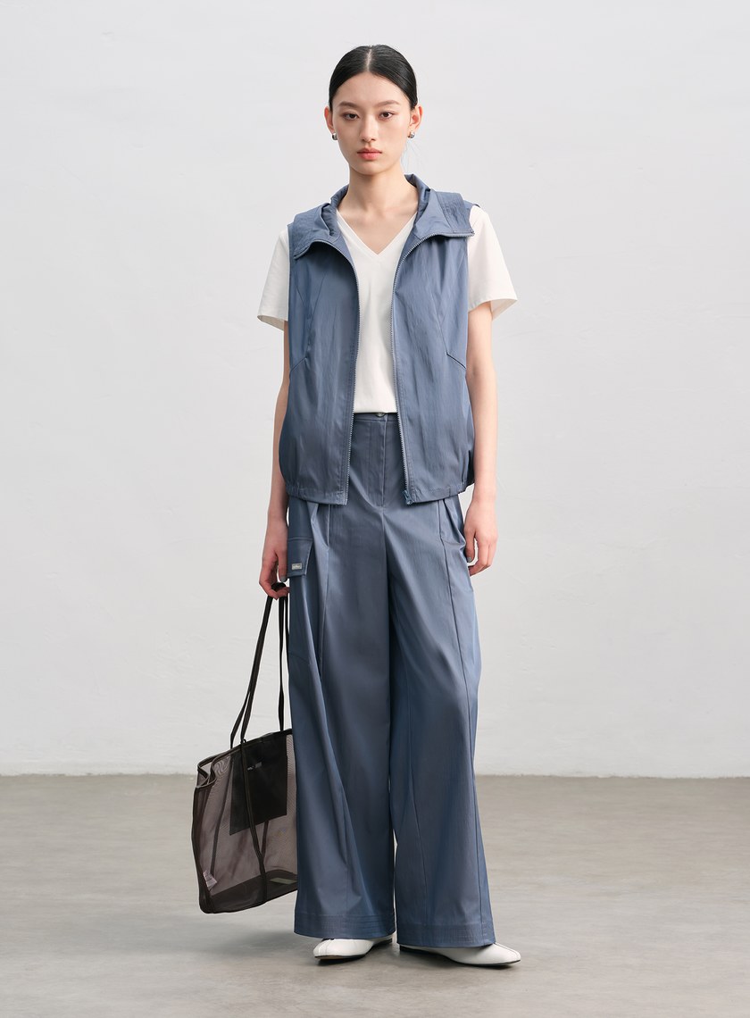 休閒感雙色連帽背心