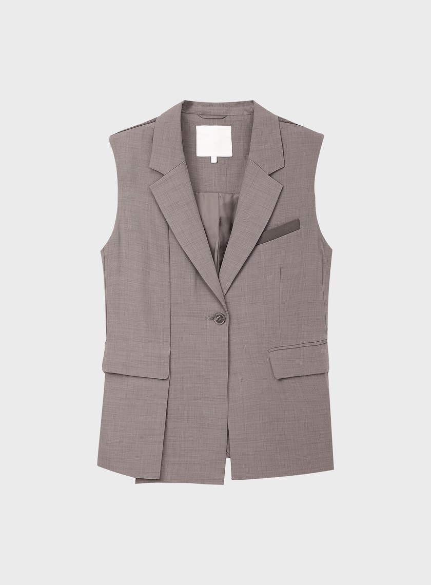 經典麂皮拼接西裝背心