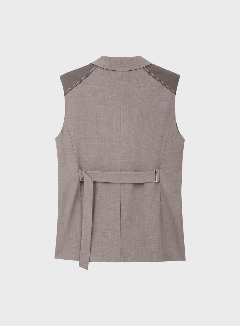 經典麂皮拼接西裝背心