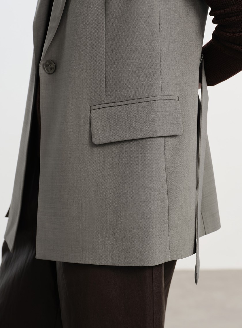 經典麂皮拼接西裝背心