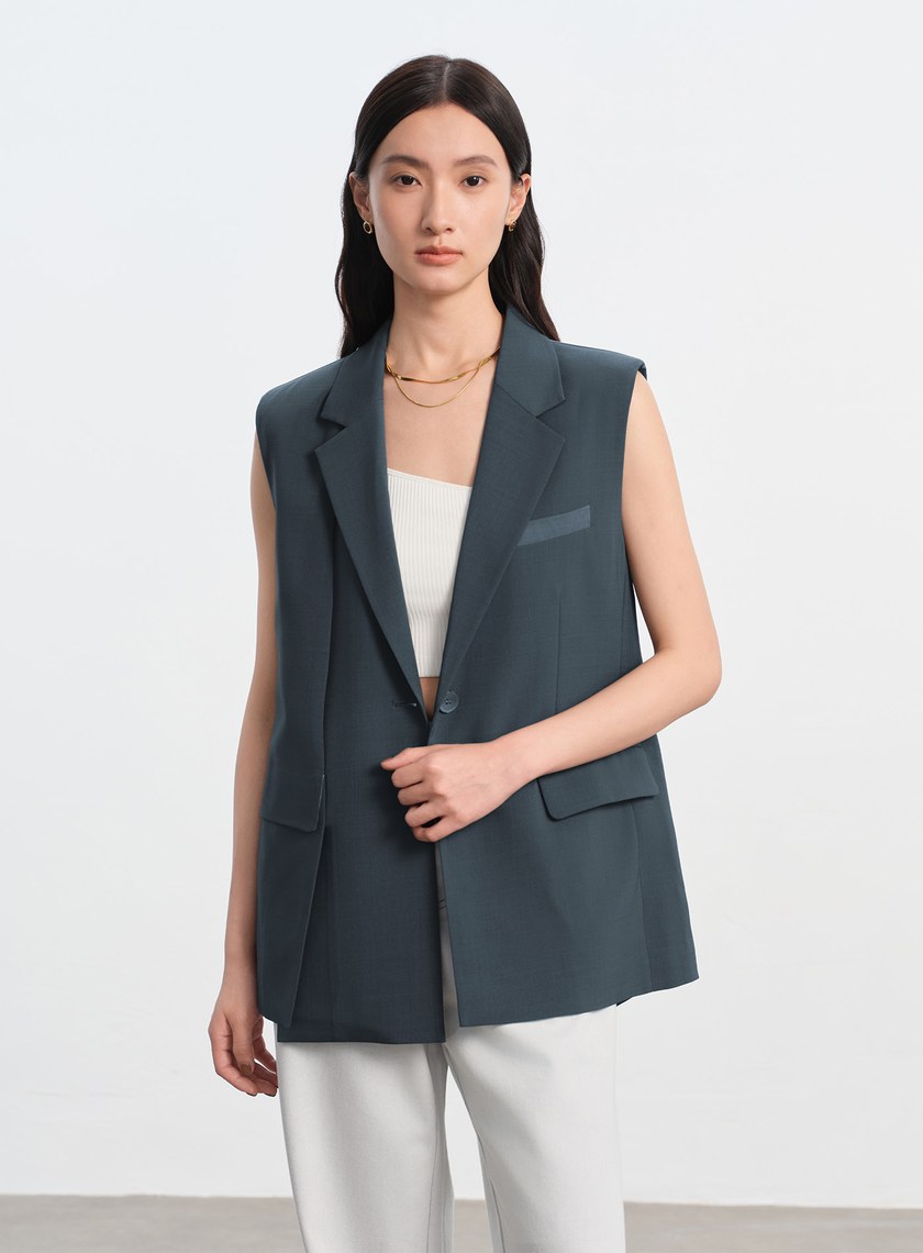 經典麂皮拼接西裝背心
