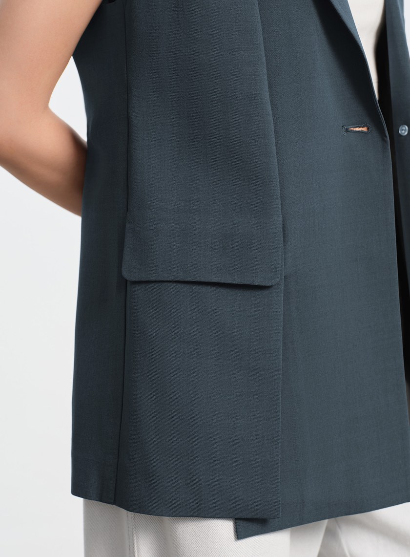 經典麂皮拼接西裝背心