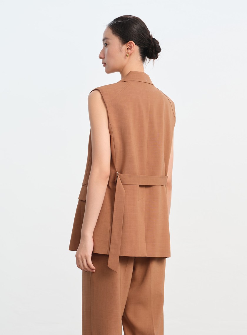 經典麂皮拼接西裝背心