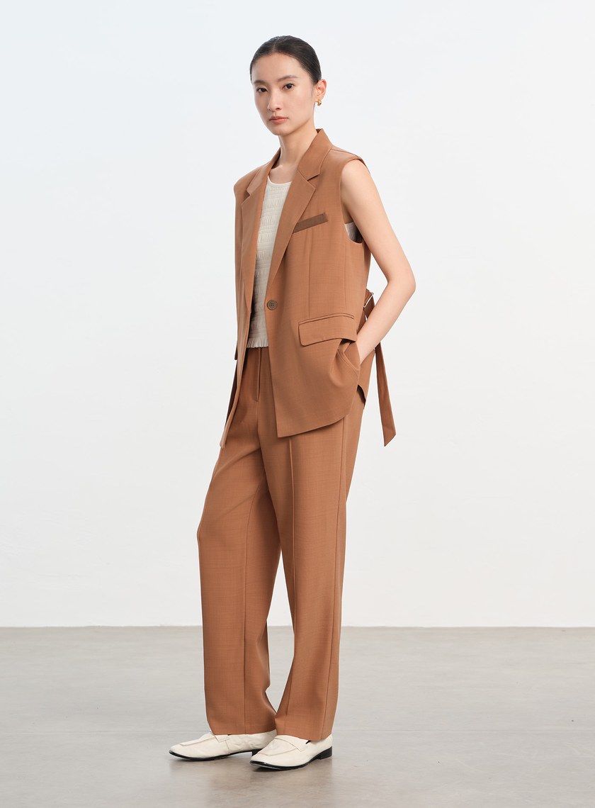 經典麂皮拼接西裝背心