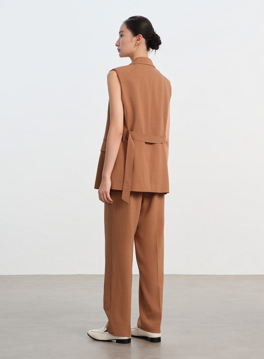 經典麂皮拼接西裝背心