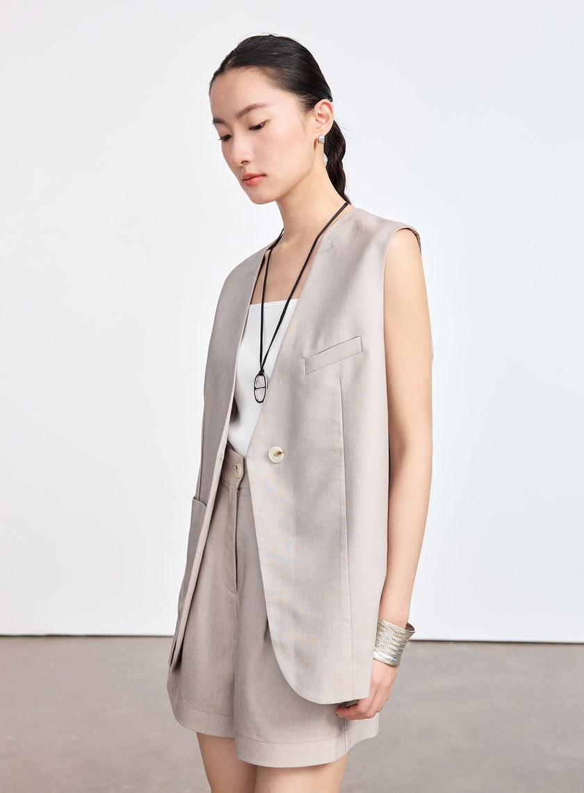 雲感修身西裝背心